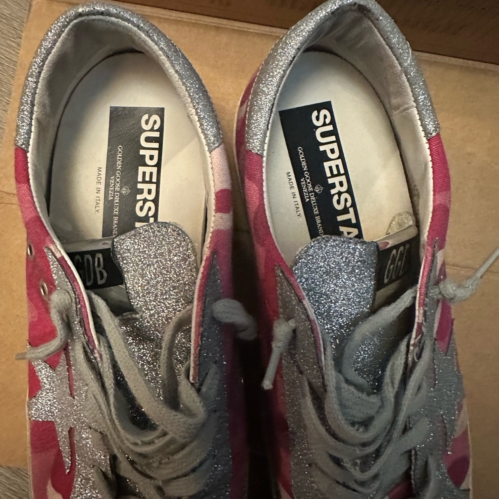 Golden Goose pink camo and sparkle Womens sneakers 41 - Picture 2 of 7